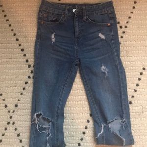 white washed skinny ripped jeans